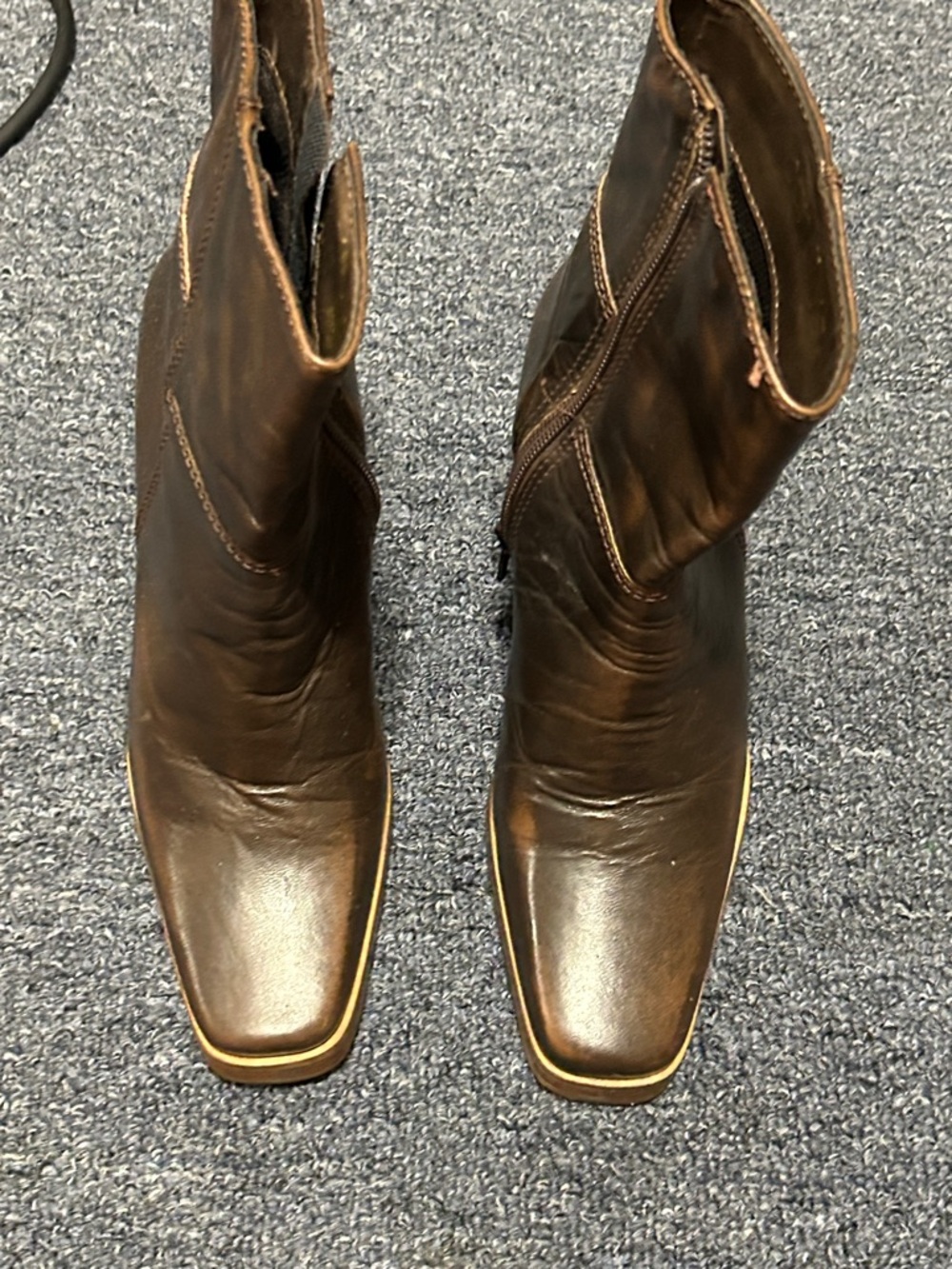Vintage Candie's Dark Brown Leather Boots w/Square Toe. Made in BRAZIL Women’s